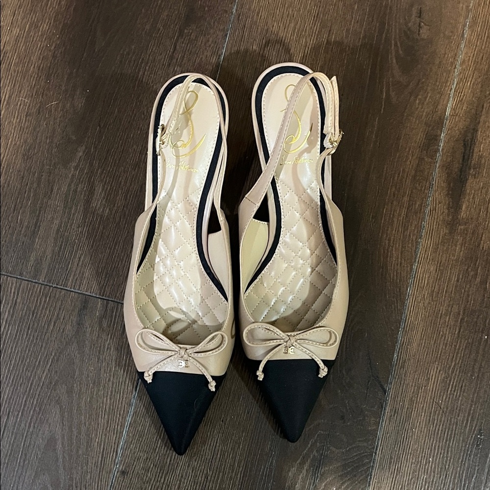 Sam Edelman Tan and Black Pointed Heels
